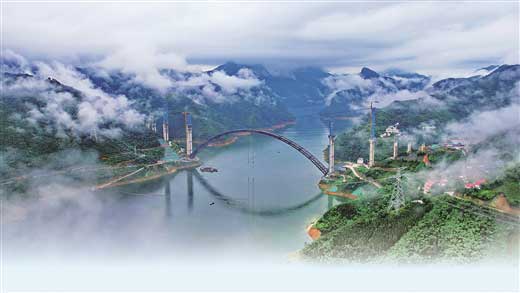 天峨龙滩特大桥系在建世界最大跨径拱桥实现高精度合龙